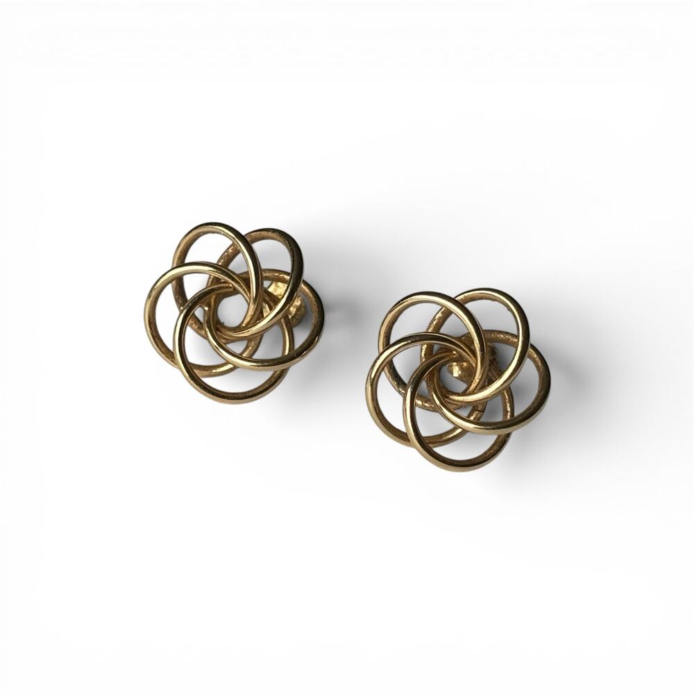 Vintage 14K Yellow Gold Woven Love Knot Stud Earrings